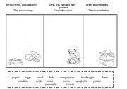 English worksheet: Classification of food