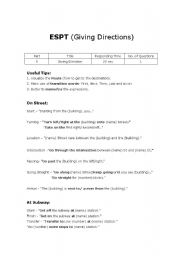 English Worksheet: Giving Directions