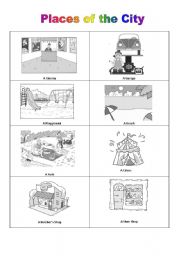 English Worksheet: Places of the city 2nd flash-card