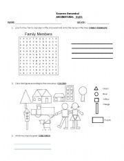 English Worksheet: family