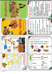 English Worksheet: Autumn/fall minibook (Vocabulary in context + activities +Thanksgiving )