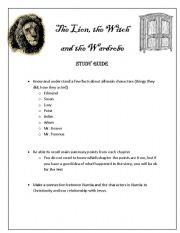 English Worksheet: The Lion, the Witch, and the Wardrobe Test study guide