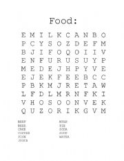 English Worksheet: food puzzle