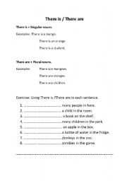 English worksheet: There is There are