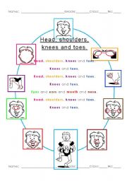 English Worksheet: Head, shoulders, knees and toes