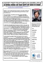 English Worksheet: A look back at the life of Steve Jobs (listening - reading)