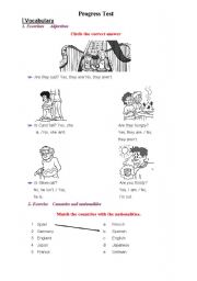 English worksheet: English Progress Test