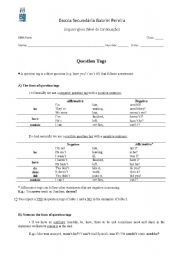 English worksheet: Question tags