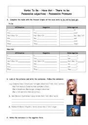 English Worksheet: To Be - Have Got - There to be