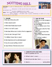 Notting Hill Movie Worksheet with KEY