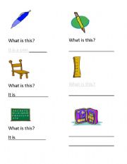 What is this? Classroom objects worksheet