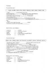 English worksheet: mixed vocabulary work for intermediate classes