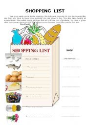 Shopping list - SHOPS and PRODUCTS (KEY included) 2 pages