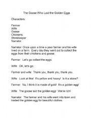 English worksheet: The Goose That Laid the Golden Eggs Script