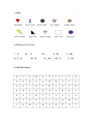 English worksheet: learning the colours