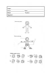 English worksheet: First grade test