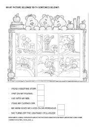 English Worksheet: PICTURES GOING TO SLEEP