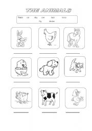 English worksheets: farm animals