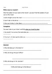 English Worksheet: must