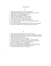 English worksheet: food questions