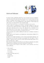 English Worksheet: Garth and Halloween 