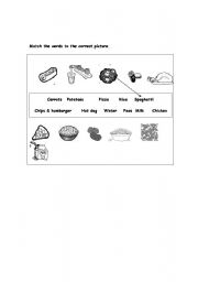 English Worksheet: match pictures (food)with the correct word