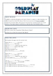 English Worksheet: Paradise - song by Coldplay