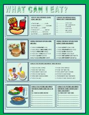 English Worksheet: WHAT CAN I EAT?