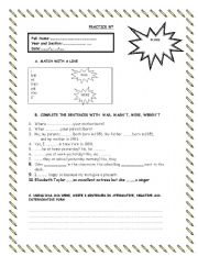 English Worksheet: was and were