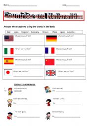 English Worksheet: countries and nationalities test