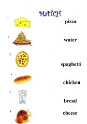 English worksheet: Matching exercise (food)