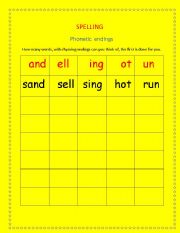 English worksheet: Phonetic rhymes