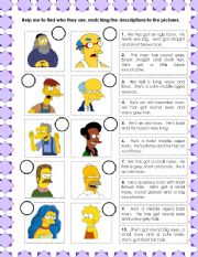 English Worksheet: Simpsons descriptions