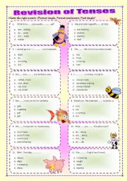 English Worksheet: Revision of tenses (editable with key)