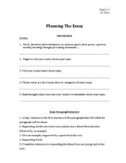 English Worksheet: Planning The Essay