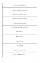 English worksheet: The House that Jack Built - Jigsaw reading and vocab