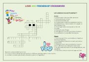English Worksheet: LOVE AND FRIENDSHIP CROSSWORD