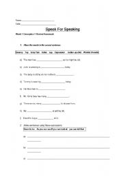 English worksheet: speaking