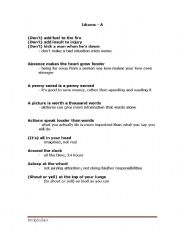 English Worksheet: Idioms with A