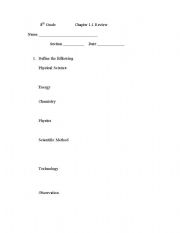 English worksheet: Forces and Motion