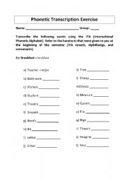 Phonetic Transcription Exercise Esl Worksheet By Nolj24