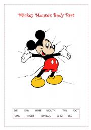 English Worksheet: mickey mouses body part
