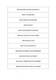 English worksheet: Easy questions