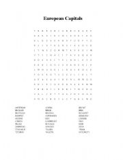 English worksheet: European Capitals