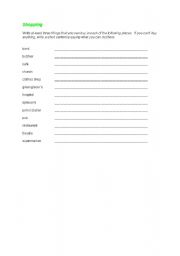 English worksheet: Shopping