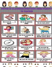 POSTER OF CLASSROOM EXPRESSIONS FROM Ss to TEACHER