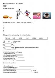 English worksheet: test on present simple verbs