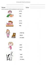 English worksheet: Verbs in the classroom