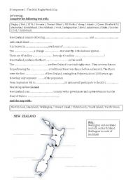 English Worksheet: The 2011 rugby world cup