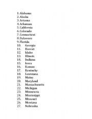 English worksheet: 50 States